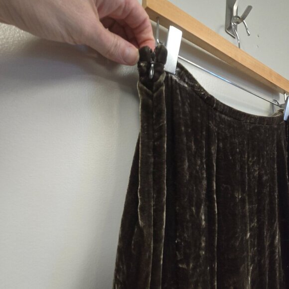 J. Jill Womens Green Velvet Maxi Skirt S Silk Blend Ruffle Whimsigoth Gypsy Whim - Picture 4 of 10